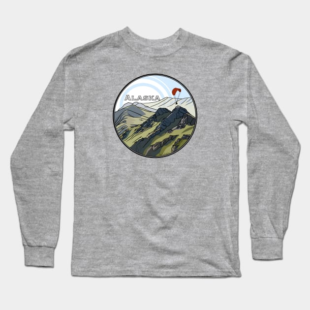 Alaskan Mountain Design Long Sleeve T-Shirt by Tiny Bird Studio